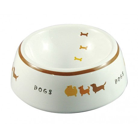 Marukan Decorative Porcelain Dog Bowl - 3 Dogs